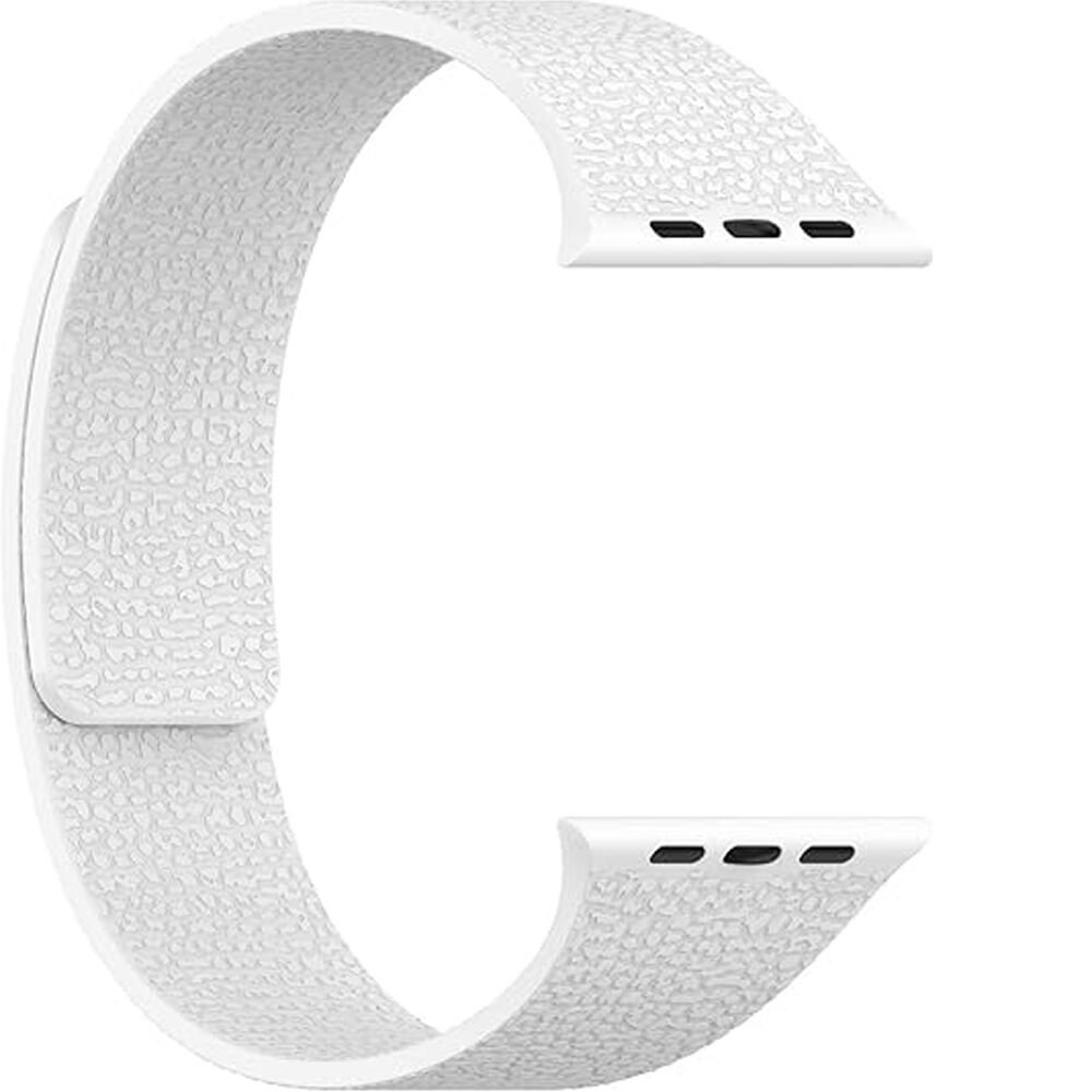 Apple Watch 2-3-4-5-6-7-8-10 & SE Uyumlu Manyetik Desenli Spor Silikon Kordon (38/40/41 & 42 mm) Beyaz