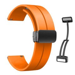 Samsung Galaxy Watch 6 – Classic 40-43-44-47mm Uyumlu 20mm Coastal Manyetik Tokalı Silikon Kordon Turuncu - Turuncu