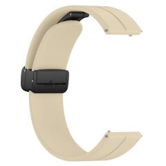 Huawei Watch GT 3 Elegant – Active 42mm Uyumlu 20mm Coastal Manyetik Tokalı Silikon Kordon Krem - Krem