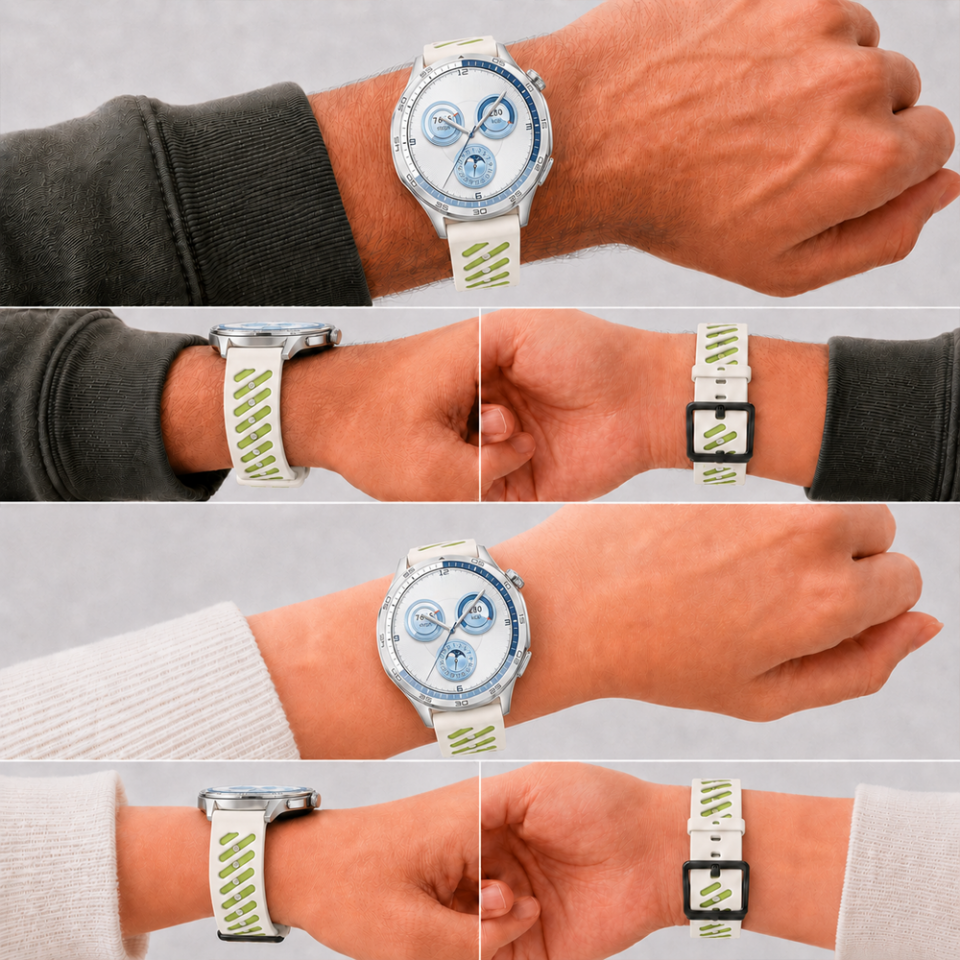 Huawei Watch GT 5 46 mm Uyumlu Çift Renkli Delikli Silikon Spor Kordon
