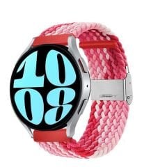 Sneezy Huawei Watch GT3 Pro 43mm İle Uyumlu 20mm Metal Klips Solo Fiberlink Örgü Kordon Kırmızı Beyaz