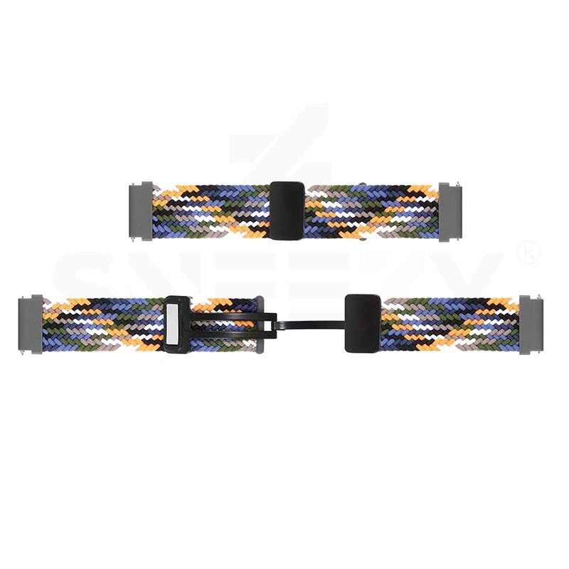 Sneezy Amazfit Watch GTR 3 Pro-GTR 3-GTR 2e-GTS 2-GTR 47mm FiberLink Manyetik Tokalı Örgü Kordon Gökkuşağı - Gökkuşağı