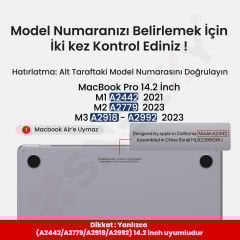 MacBook Pro 14.2 İnç Kılıf M1-M2-M3 A2442-A2779-A2992 için Dayanıklı Koruyucu Mat Plastik Sert Kılıf Siyah-Set4