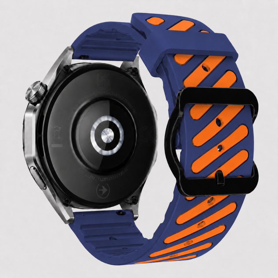 Huawei Watch GT 5 46 mm Uyumlu Çift Renkli Delikli Silikon Spor Kordon Lacivert