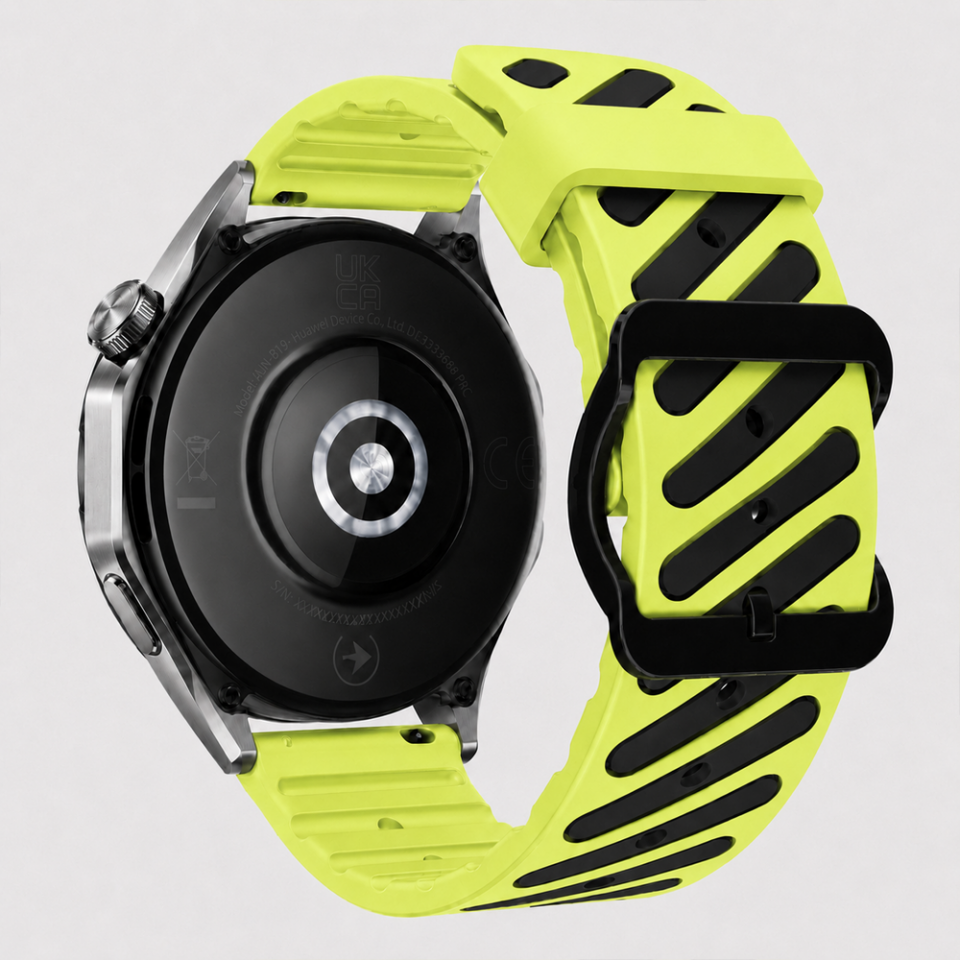 Huawei Watch GT 5 46 mm Uyumlu Çift Renkli Delikli Silikon Spor Kordon Yeşil