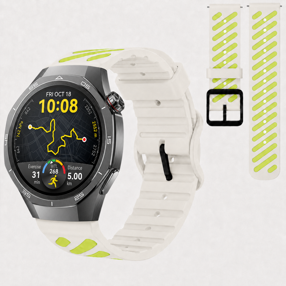 Huawei Watch GT 5 Pro 46 mm Uyumlu Çift Renkli Delikli Silikon Spor Kordon