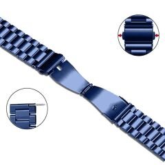Samsung Galaxy Watch 4 5 Pro 40 42 44 45 46mm Uyumlu Kavisli Ironweft Döküm Çelik Metal Kordon Lacivert