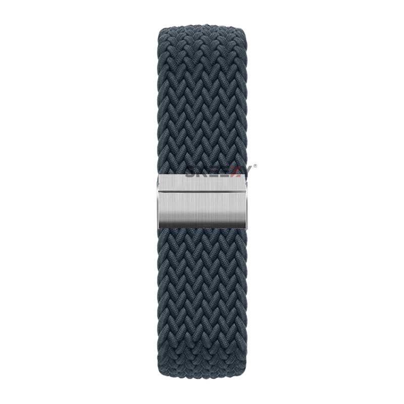 Sneezy Huawei Watch GT 3 Pro 43mm İle Uyumlu 20mm Metal Klips Solo Fiberlink Örgü Kordon Mavi Koyu - Mavi Koyu