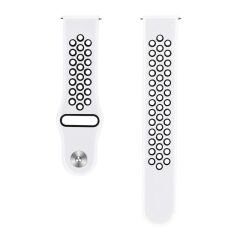 Huawei Watch GT2 Elite-Sport-Classic 46mm-GT2 Pro 22mm Uyumlu FlexAir Supreme Silikon Kordon Beyaz - Siyah