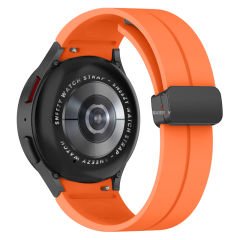 Samsung Galaxy Watch 4 5 Pro 40 42 44 45 46mm Uyumlu Kavisli Coastal Manyetik Tokalı Silikon Kordon Turuncu