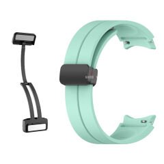 Samsung Galaxy Watch 4 5 Pro 40 42 44 45 46mm Uyumlu Kavisli Coastal Manyetik Tokalı Silikon Kordon Turkuaz
