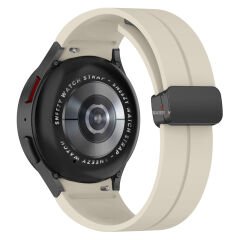 Samsung Galaxy Watch 4 5 Pro 40 42 44 45 46mm Uyumlu Kavisli Coastal Manyetik Tokalı Silikon Kordon Starlight