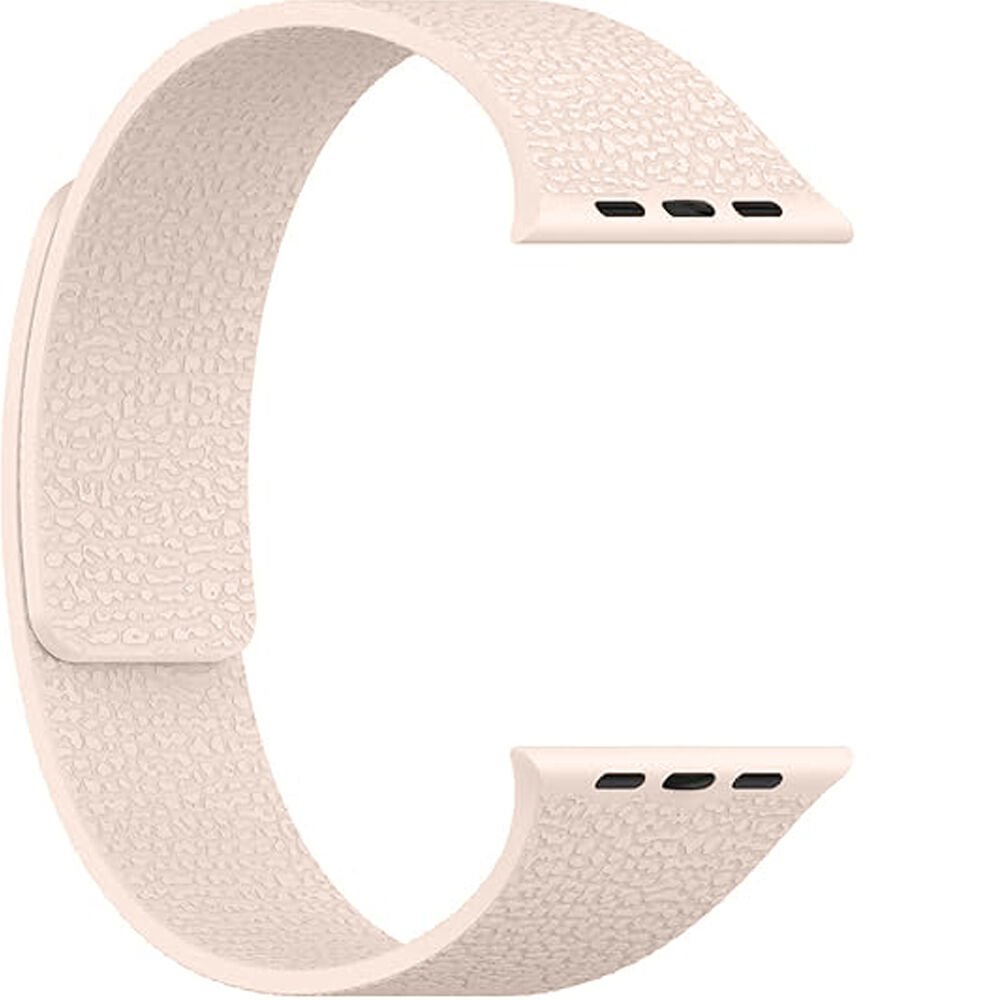 Apple Watch 2-3-4-5-6-7-8-10 SE Ultra Uyumlu Manyetik Desenli Spor Silikon Kordon (42/44/45/46/49) Pudra