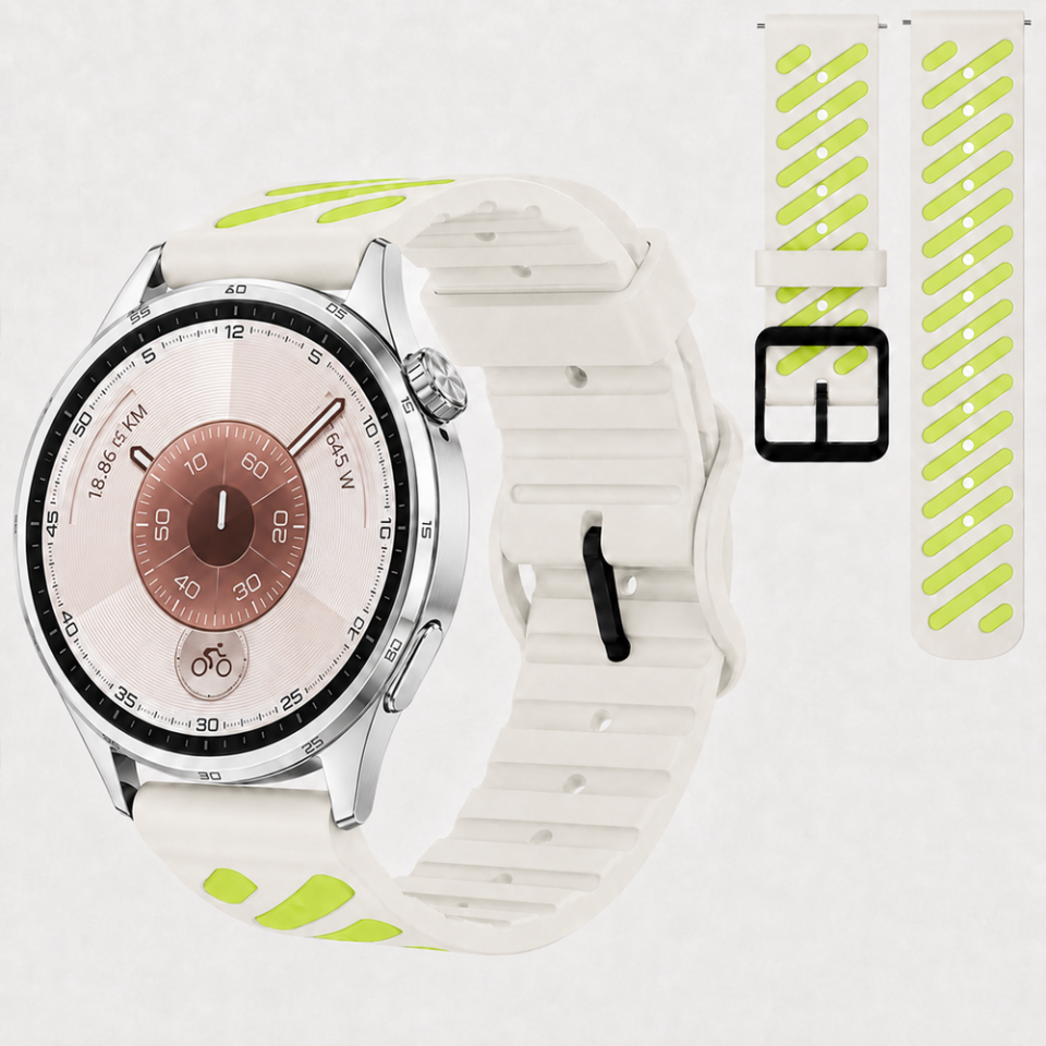 Huawei Watch GT 6 46 mm Uyumlu Çift Renkli Delikli Silikon Spor Kordon