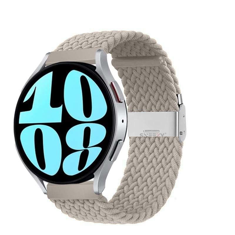 Sneezy Huawei Watch GT3 Pro 43mm İle Uyumlu 20mm Metal Klips Solo Fiberlink Örgü Kordon Starlight - Starlight