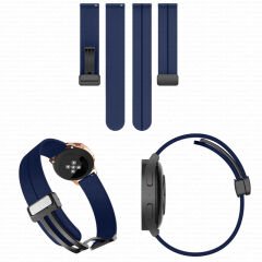Huawei Watch GT 2 Elegant-Classic 42mm Uyumlu 20mm Coastal Manyetik Tokalı Silikon Kordon Lacivert - Lacivert