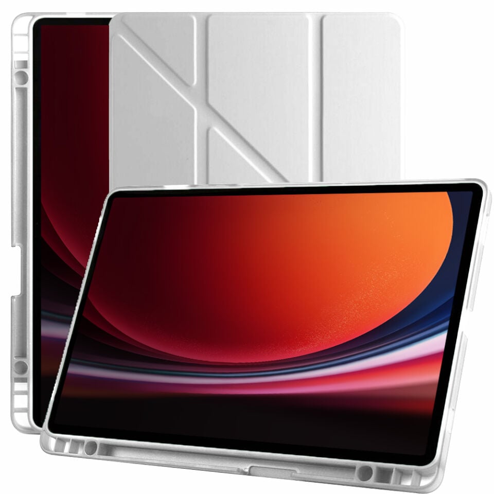 Samsung Galaxy Tab S9 11 Inc SM-X710 Üçgen Katlanabilir Kalemlikli Yatay Dikey Standlı Kılıf