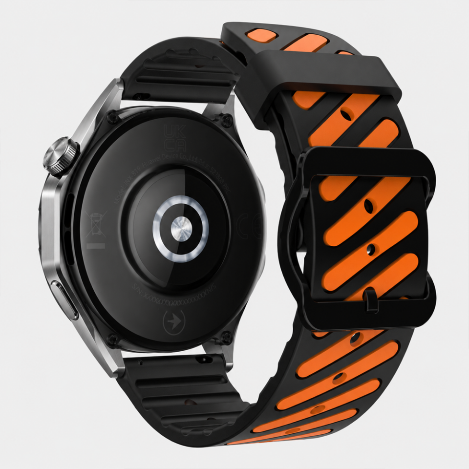 Huawei Watch GT 6 46 mm Uyumlu Çift Renkli Delikli Silikon Spor Kordon Siyah
