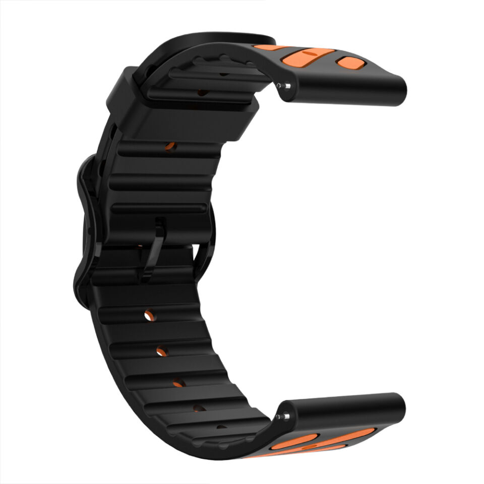 Huawei Watch GT 6 46 mm Uyumlu Çift Renkli Delikli Silikon Spor Kordon Siyah