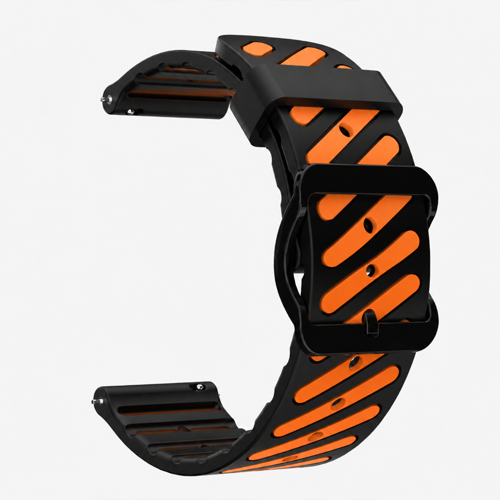 Huawei Watch GT 6 46 mm Uyumlu Çift Renkli Delikli Silikon Spor Kordon Siyah