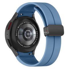 Samsung Galaxy Watch 4 5 Pro 40 42 44 45 46mm Uyumlu Kavisli Coastal Manyetik Tokalı Silikon Kordon Mavi Koyu