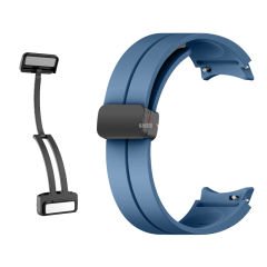 Samsung Galaxy Watch 4 5 Pro 40 42 44 45 46mm Uyumlu Kavisli Coastal Manyetik Tokalı Silikon Kordon Mavi Koyu
