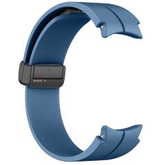 Samsung Galaxy Watch 4 5 Pro 40 42 44 45 46mm Uyumlu Kavisli Coastal Manyetik Tokalı Silikon Kordon Mavi Koyu