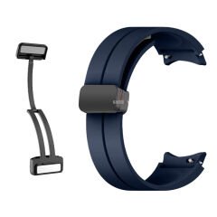 Samsung Galaxy Watch 4 5 Pro 40 42 44 45 46mm Uyumlu Kavisli Coastal Manyetik Tokalı Silikon Kordon Lacivert