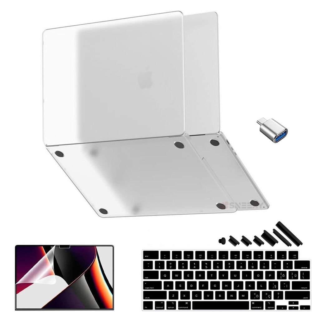 MacBook Pro 15 İnç Kılıf M2-M3 A2941-A3114 için Dayanıklı Koruyucu Mat Plastik Sert Kılıf Şeffaf-Set6