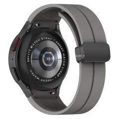 Samsung Galaxy Watch 4 5 Pro 40 42 44 45 46mm Uyumlu Kavisli Coastal Manyetik Tokalı Silikon Kordon Koyu Gri