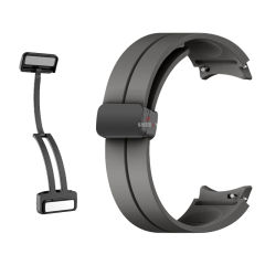 Samsung Galaxy Watch 4 5 Pro 40 42 44 45 46mm Uyumlu Kavisli Coastal Manyetik Tokalı Silikon Kordon Koyu Gri