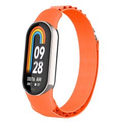Xiaomi Mi Band 9 İle Uyumlu Alpine Loop Solo Metal Tokalı Kumaş Kordon Turuncu