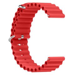 Samsung Galaxy Watch Active Active 2 44mm-40mm Uyumlu 20mm Seaflex Ocean Silikon Kordon Kırmızı - Kırmızı