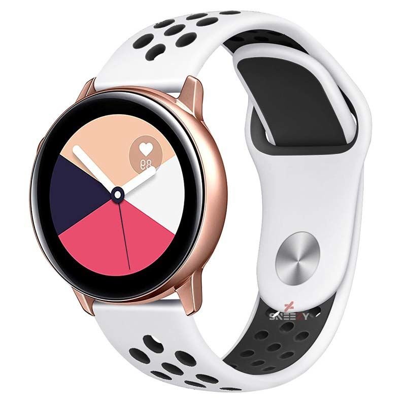 Huawei Watch GT Runner-Sport 46mm- GT2 E 22mm Uyumlu FlexAir Supreme Silikon Kordon Beyaz - Siyah