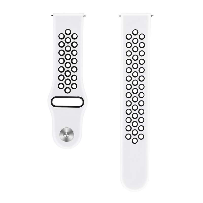 Huawei Watch GT Runner-Sport 46mm- GT2 E 22mm Uyumlu FlexAir Supreme Silikon Kordon Beyaz - Siyah