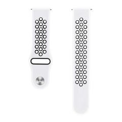 Huawei Watch GT Runner-Sport 46mm- GT2 E 22mm Uyumlu FlexAir Supreme Silikon Kordon Beyaz - Siyah