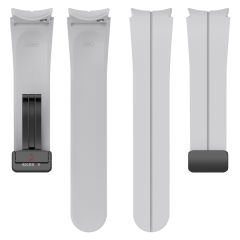 Samsung Galaxy Watch 4 5 Pro 40 42 44 45 46mm Uyumlu Kavisli Coastal Manyetik Tokalı Silikon Kordon Gri