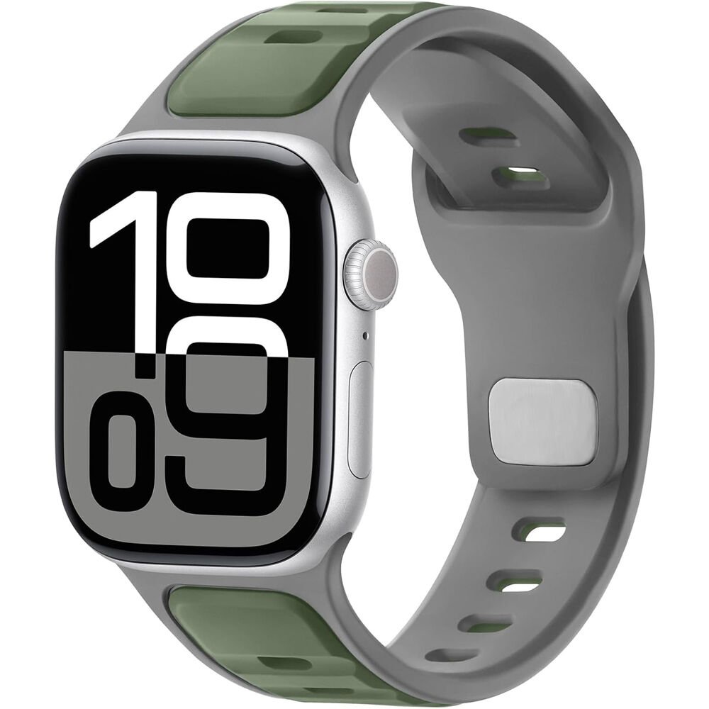 Apple Watch 42mm 44mm 45mm S10 46mm Ultra 49mm Çift Renkli Spor Silikon Kordon Nefes Alabilir