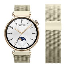 Huawei Watch GT4 41mm Uyumlu Manyetik Milanese Loop Metal Kordon Retro Gold