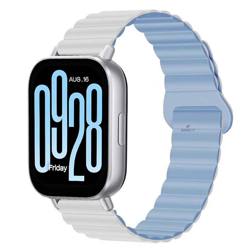 Redmi Watch 5 Active Redmi 5 Lite Uyumlu Kordon Harmony Duo Magnetik Silikon Kordon Beyaz Mavi