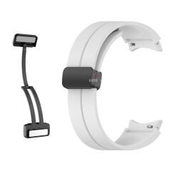 Samsung Galaxy Watch 4 5 Pro 40 42 44 45 46mm Uyumlu Kavisli Coastal Manyetik Tokalı Silikon Kordon Beyaz