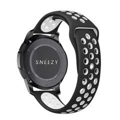 Huawei Watch GT Runner-Sport 46mm- GT2 E 22mm Uyumlu FlexAir Supreme Silikon Kordon Siyah - Beyaz