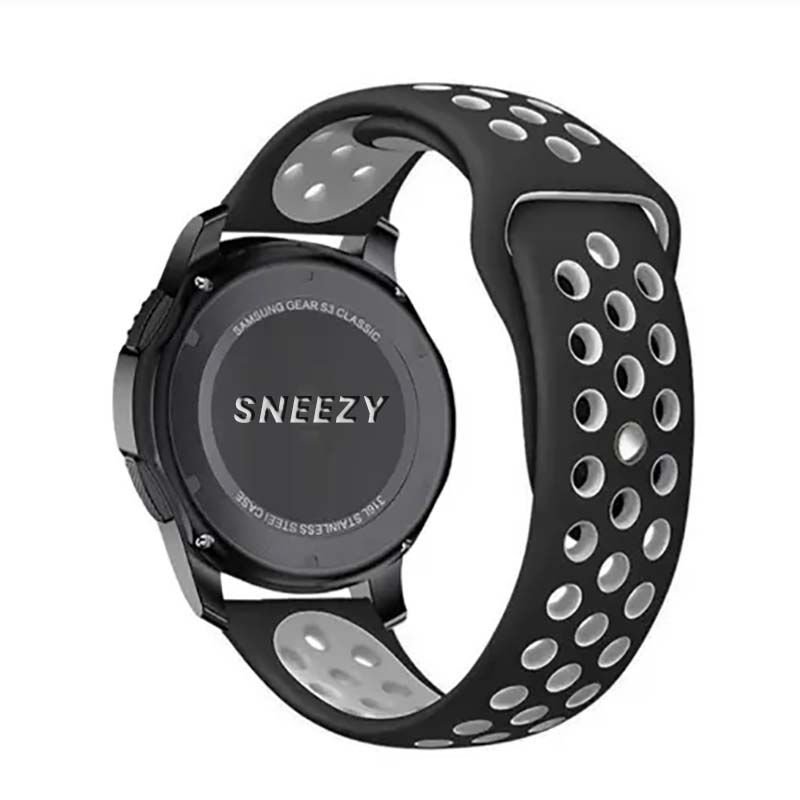 Huawei Watch GT Runner-Sport 46mm- GT2 E 22mm Uyumlu FlexAir Supreme Silikon Kordon Siyah - Gri