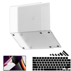 MacBook Pro 16.2 İnç Kılıf M1-M2-M3 A2485-A2780-A2991 için Dayanıklı Koruyucu Mat Plastik Sert Kılıf Şeffaf-Set4