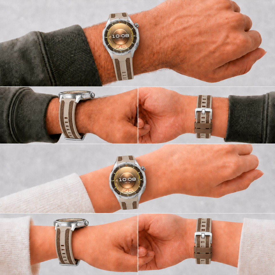 Huawei Watch GT 6 Pro 46mm Uyumlu 22mm Outdoor Tasarım Spor Silikon Kordon Kahverengi