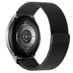 Samsung Galaxy Watch 4 5 6 7 Seri 40 42 43 44 46 47mm Uyumlu Manyetik Milanese Loop Metal Kordon Siyah