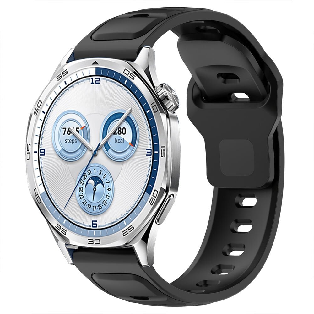 Huawei Watch GT5 46mm ve GT4 46mm İle Uyumlu Çift Renkli Spor Silikon Kordon Nefes Alabilir Konforlu Siyah