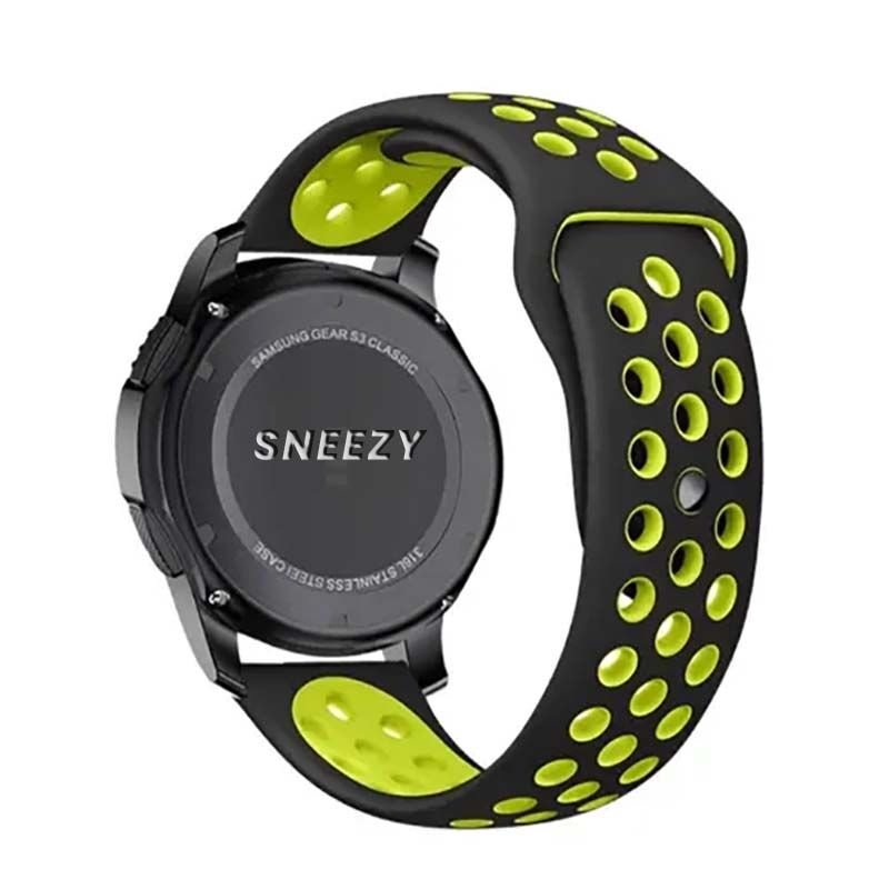 Huawei Watch GT Runner-Sport 46mm- GT2 E 22mm Uyumlu FlexAir Supreme Silikon Kordon Siyah - Yeşil