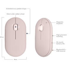 Tüm Android Ve Smart Tv Modelleriyle Uyumlu B220 50-092706 Sessiz Optik Kablosuz Mouse Pilli Pembe