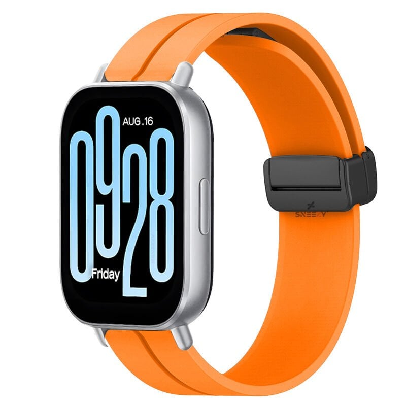 Redmi Watch 5 Active Redmi 5 Lite Uyumlu Kordon Kordon Manyetik Tokalı Yumuşak Soft Silikon Kordon Turuncu
